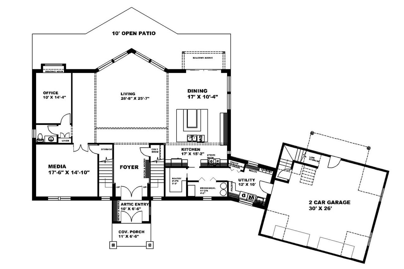 Craftsman House Plan - 38202 - 1st Floor Plan