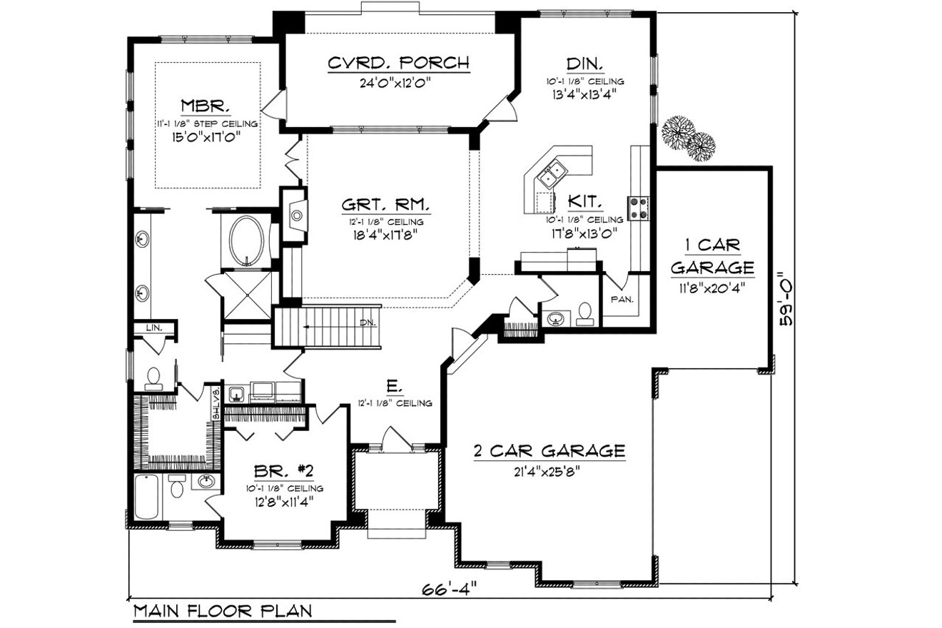 Prairie House Plan - 38290 - 1st Floor Plan