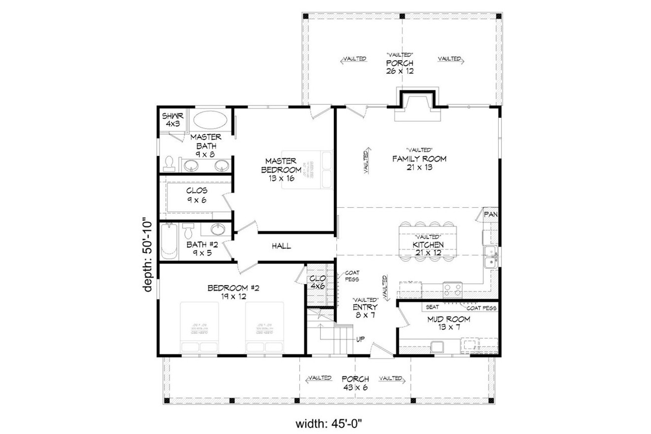 Cottage House Plan - 38560 - 1st Floor Plan