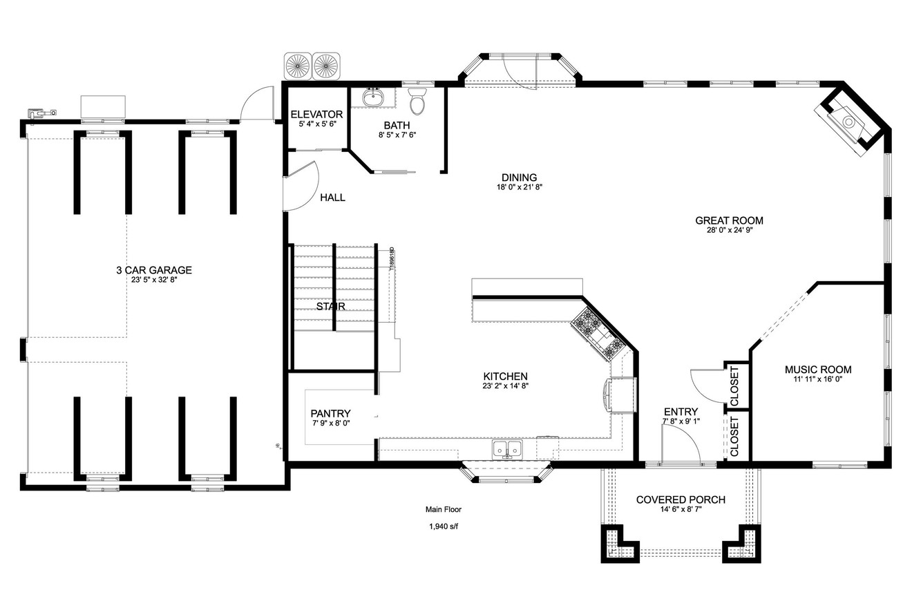 Colonial House Plan - Bailey 38795 - 1st Floor Plan