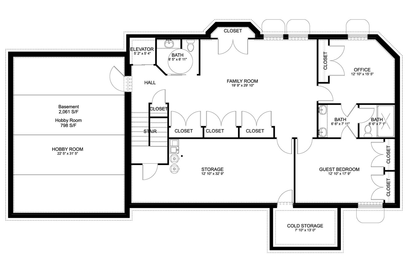 Colonial House Plan - Bailey 38795 - Basement Floor Plan