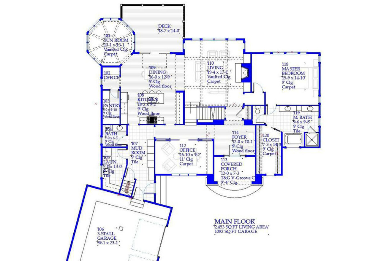 Cape Cod House Plan - Thornapple 39121 - 1st Floor Plan