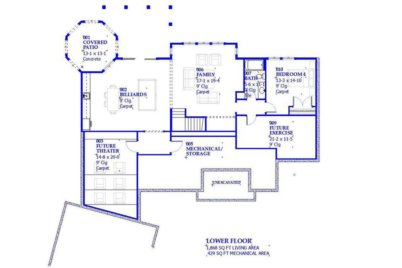 Cape Cod House Plan - Thornapple 39121 - Basement Floor Plan