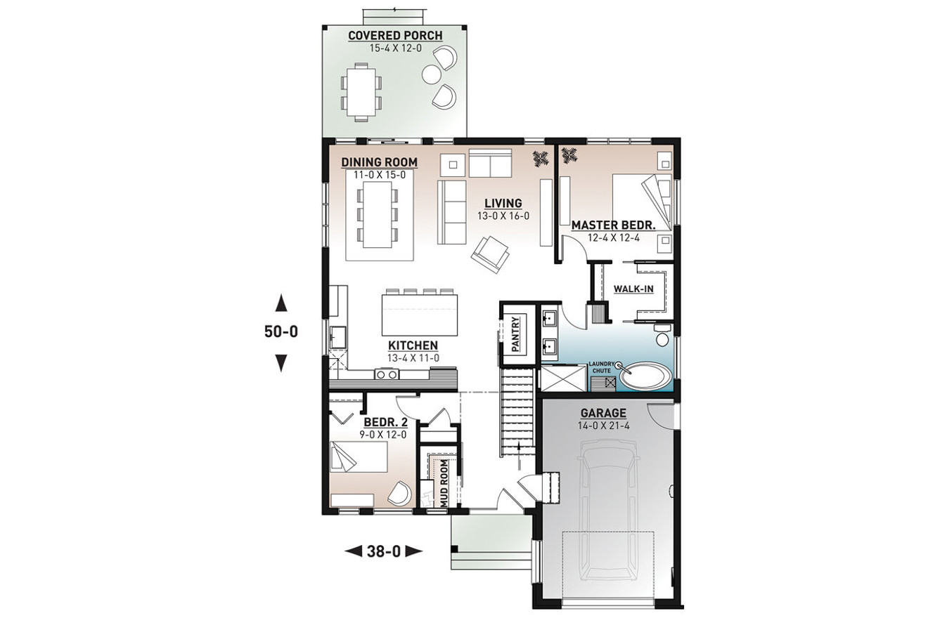 Craftsman House Plan - Urban Valley 3 39139 - 1st Floor Plan