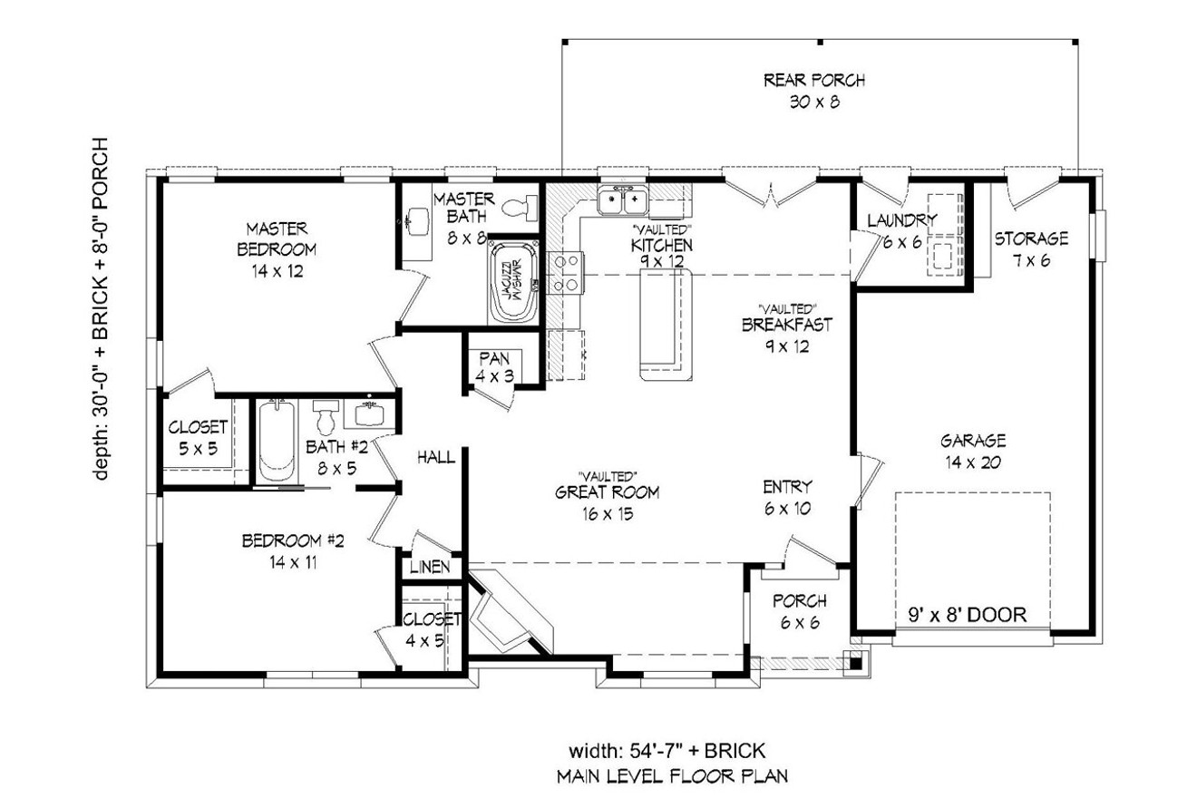 Ranch House Plan - Marble Falls 39208 - 1st Floor Plan