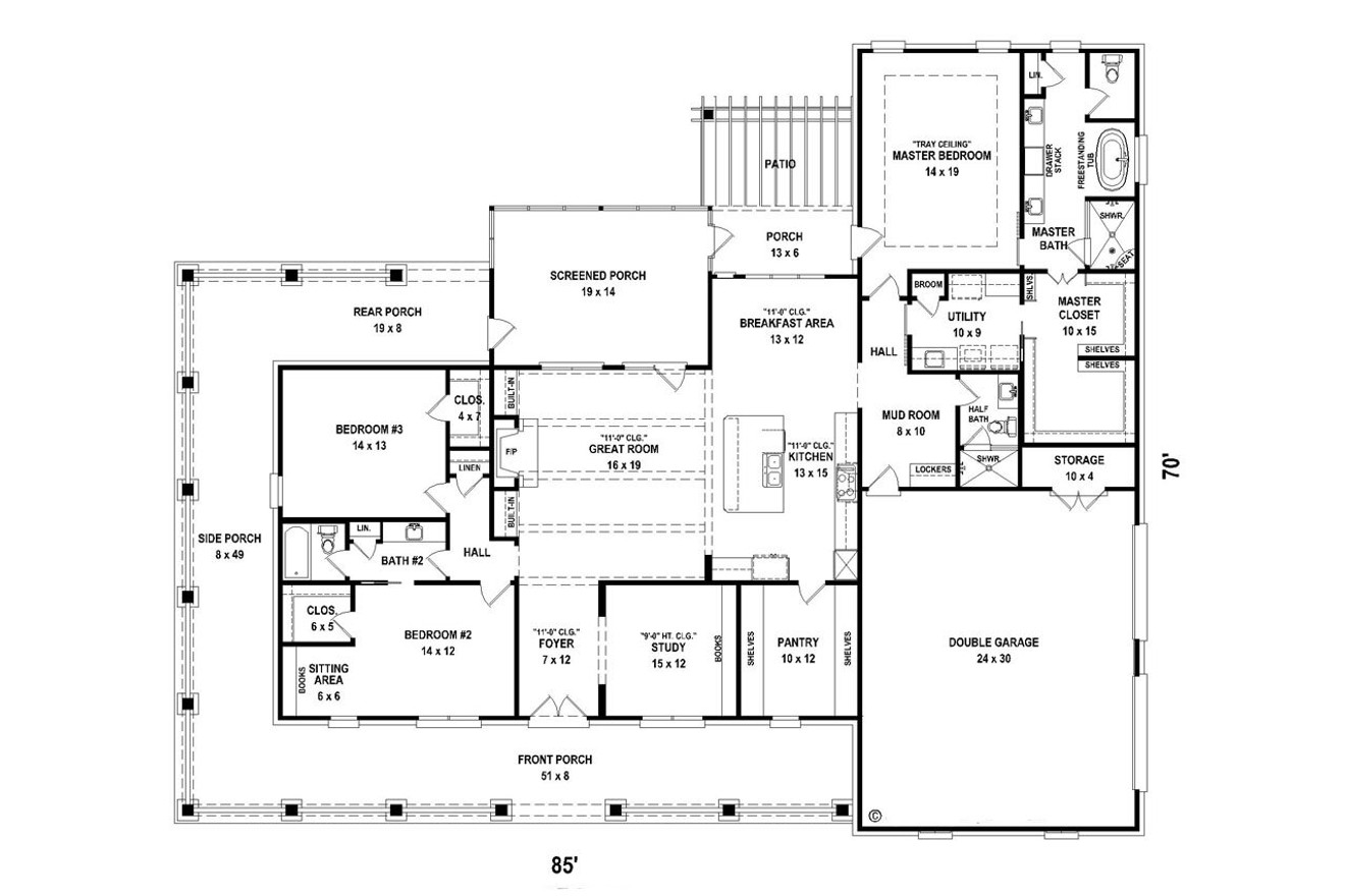 Craftsman House Plan - 39383 - 1st Floor Plan