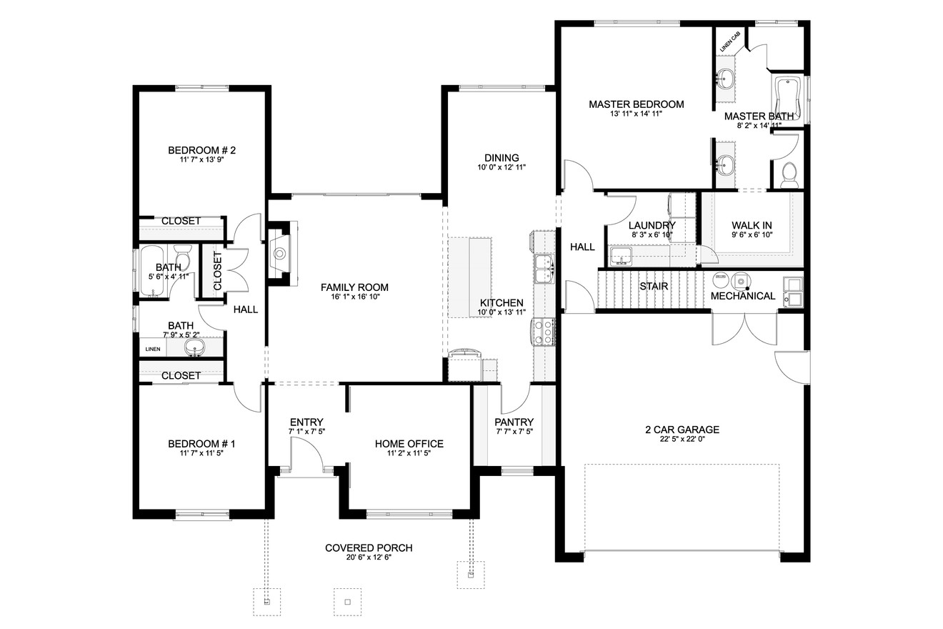 Ranch House Plan - Empey 39420 - 1st Floor Plan