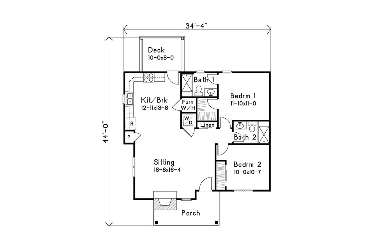 Cottage House Plan - 39470 - 1st Floor Plan