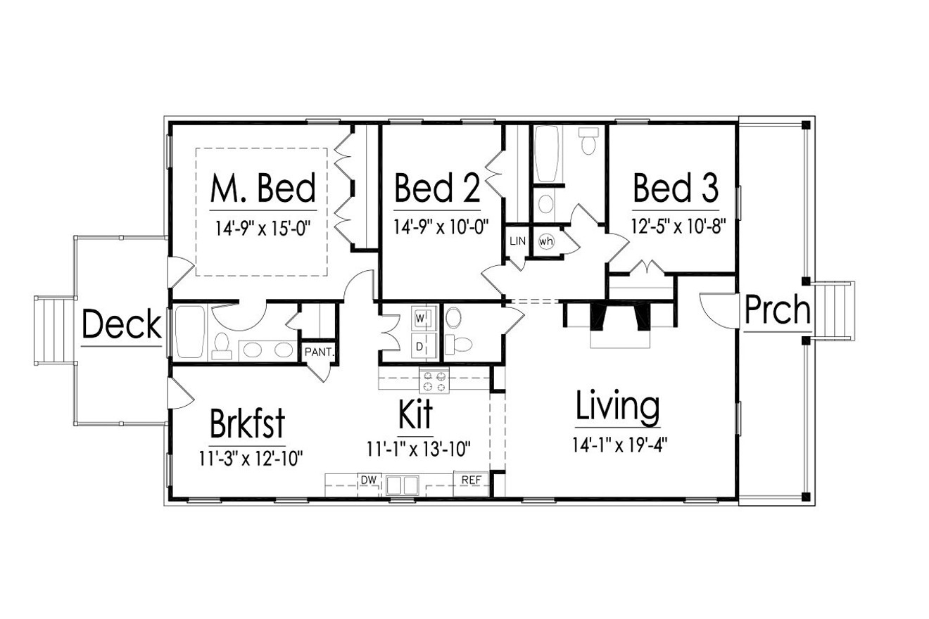 Bungalow House Plan - 39504 - 1st Floor Plan