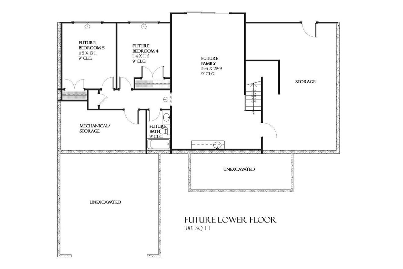 Secondary Image - Ranch House Plan - Montana 39708 - Basement Floor Plan