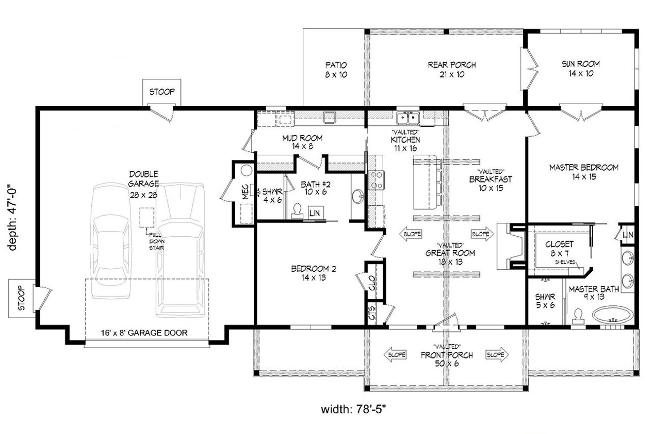 Craftsman House Plan - Glenrock 3.2 39772 - 1st Floor Plan