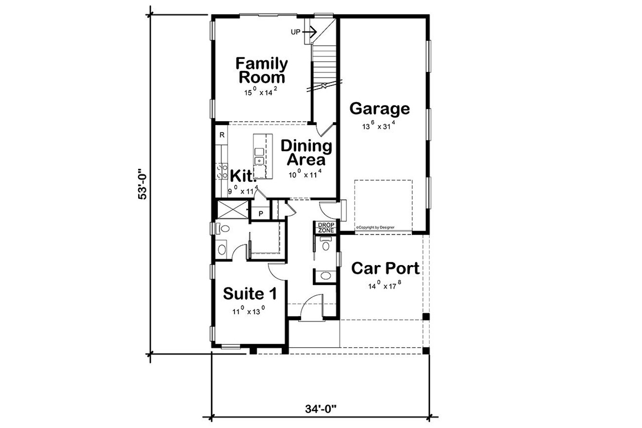 Modern House Plan - FC Modern 39813 - 1st Floor Plan