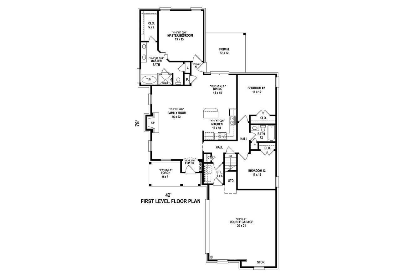 European House Plan - 40001 - 1st Floor Plan