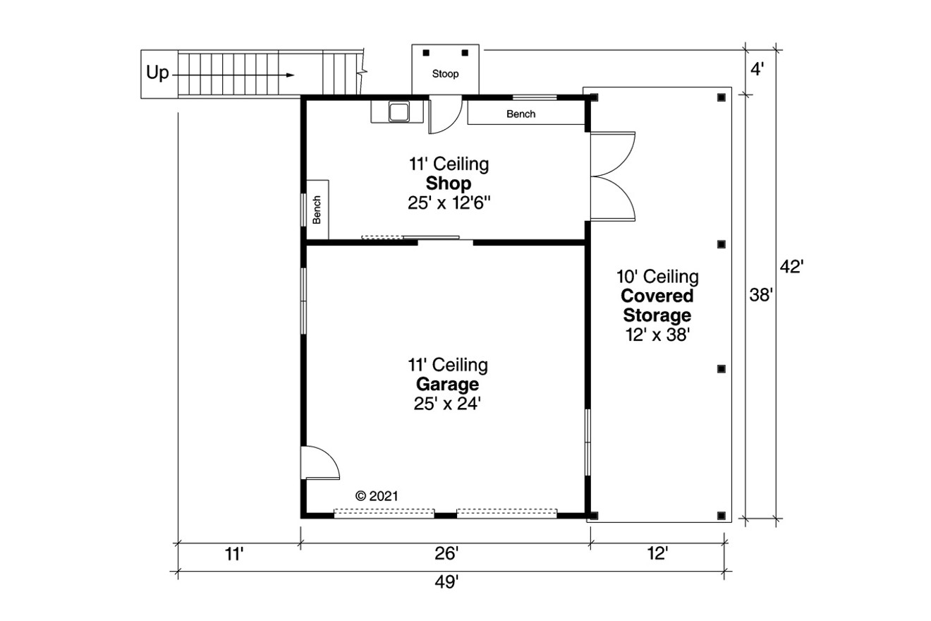 Craftsman House Plan - 40174 - 1st Floor Plan