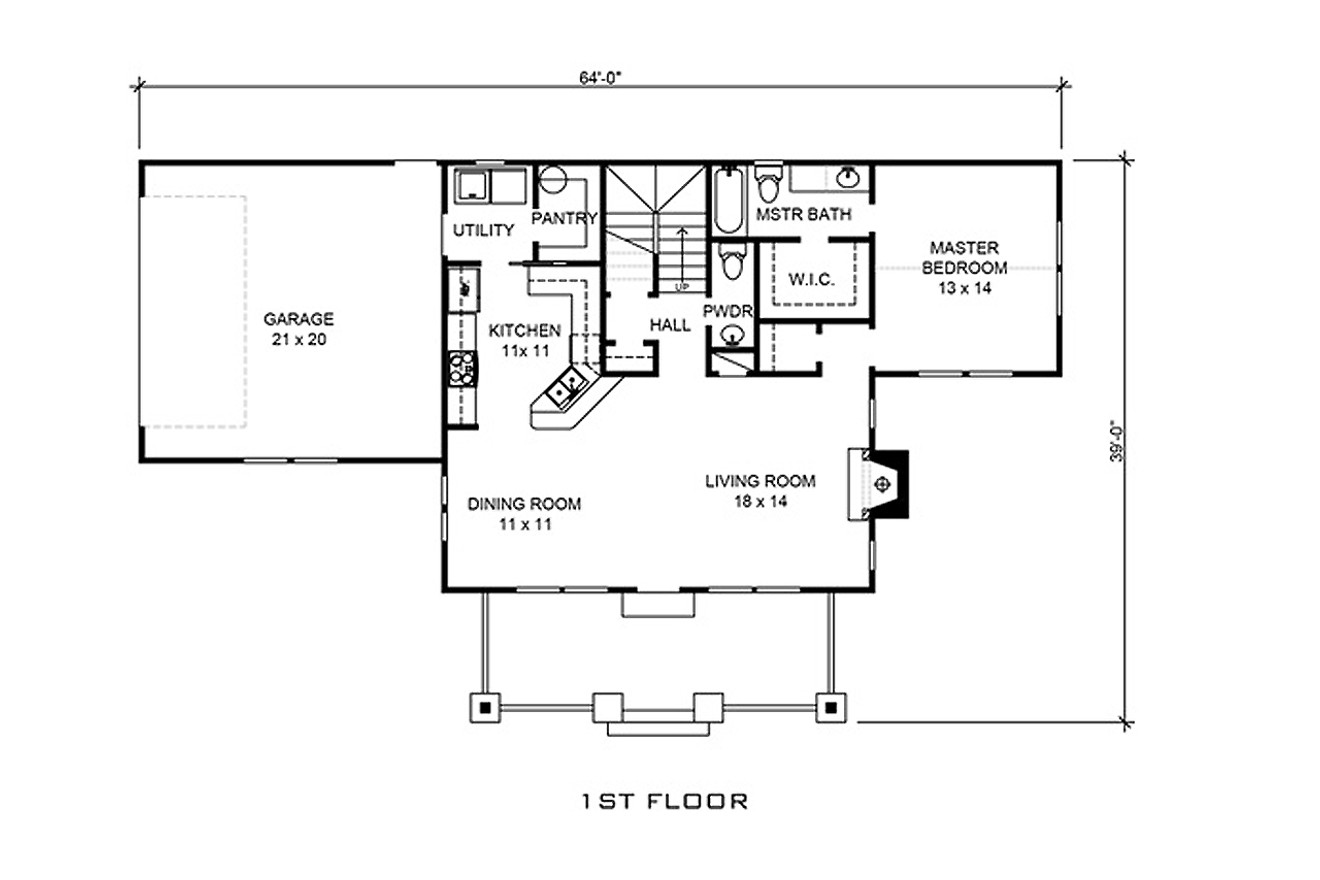 Cottage House Plan - Rollingwood 40299 - 1st Floor Plan