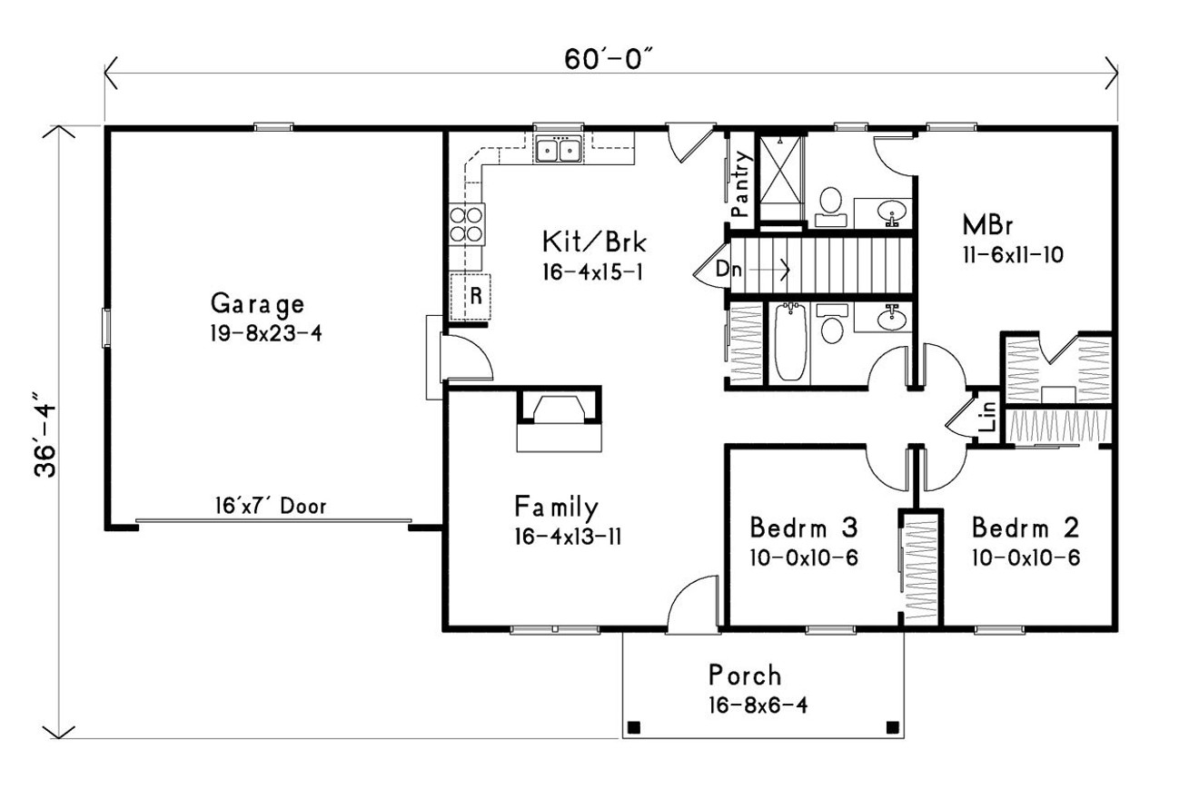 Ranch House Plan - 40363 - 1st Floor Plan