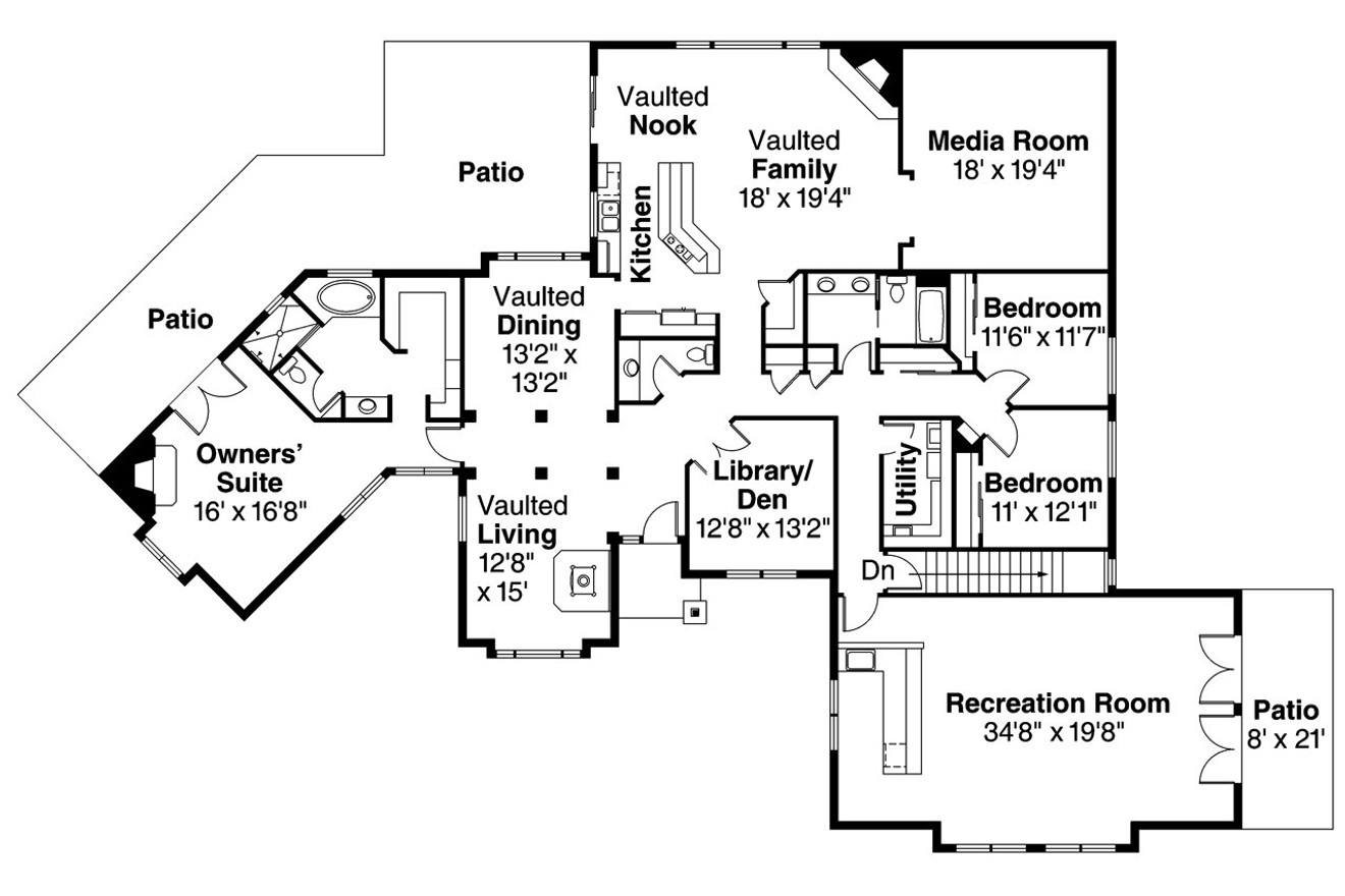 Ranch House Plan - Hillcrest 40404 - 1st Floor Plan