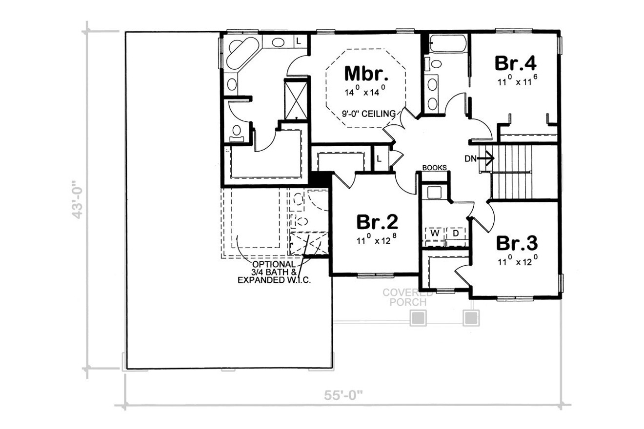 Secondary Image - Craftsman House Plan - Babineaux 40504 - 2nd Floor Plan