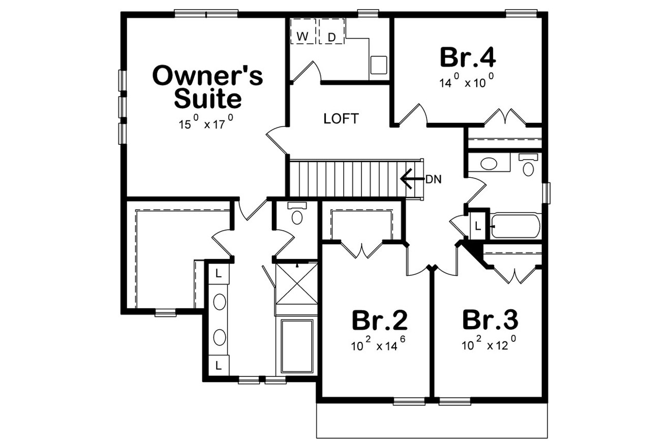 Craftsman House Plan - Ruby Knoll 40588 - 2nd Floor Plan