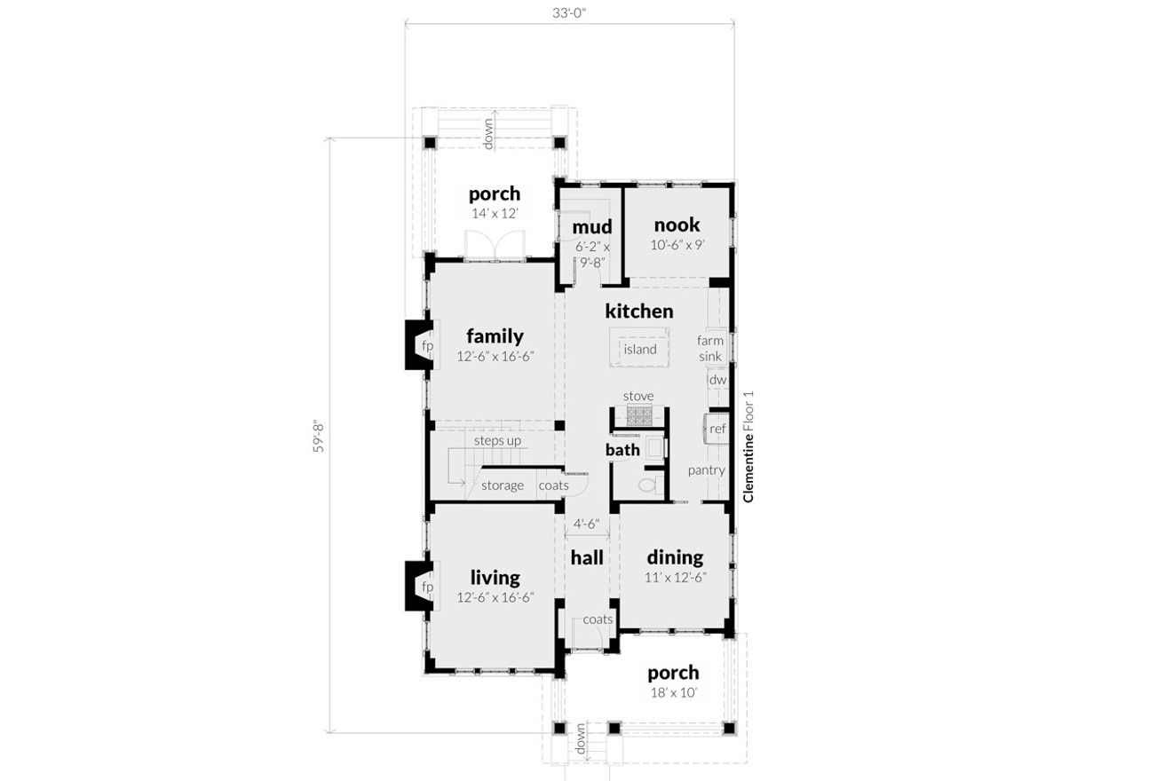 Farmhouse House Plan - Clementine 41021 - 1st Floor Plan