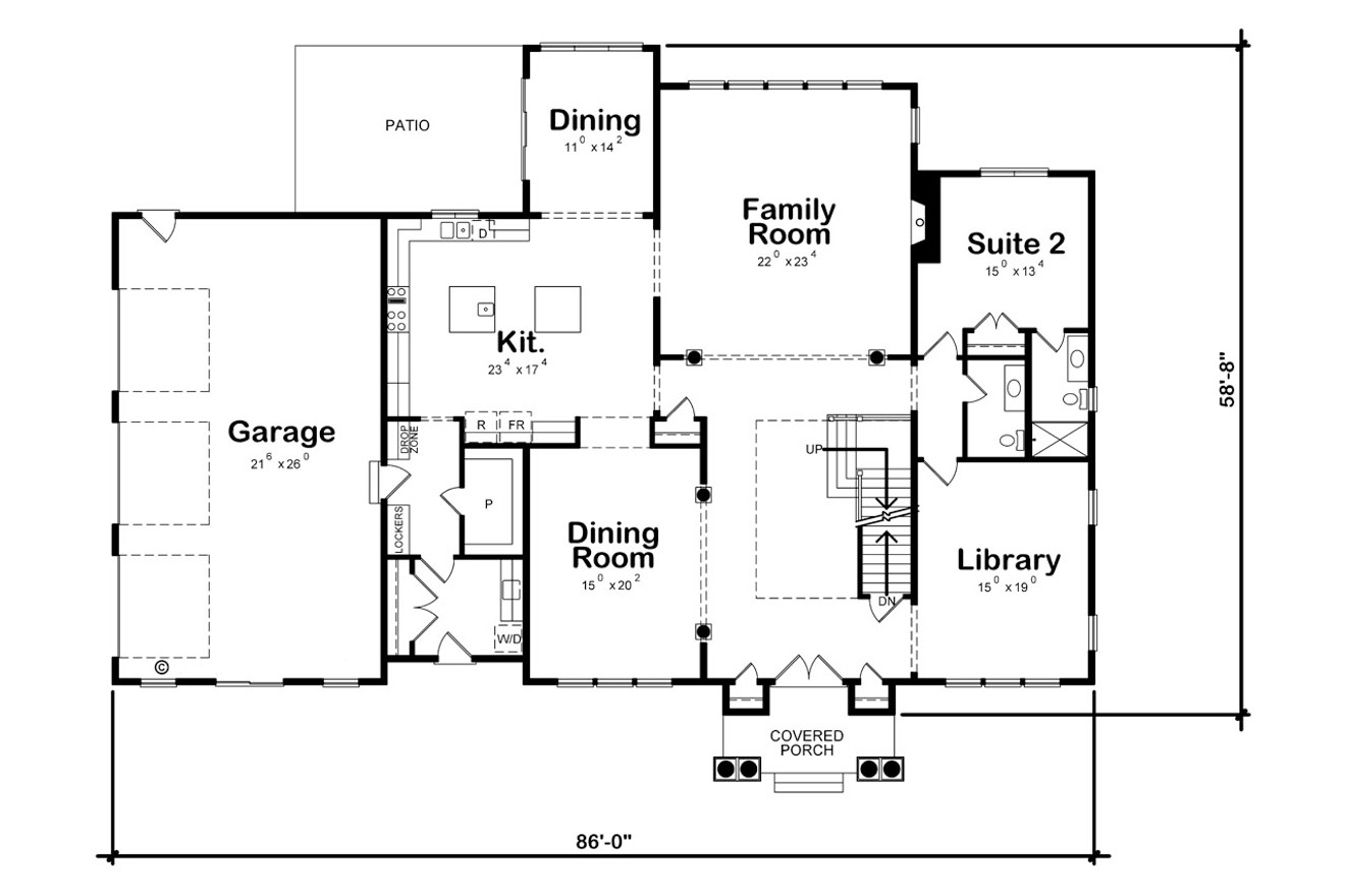 Cape Cod House Plan - Gambrelet Manor 41319 - 1st Floor Plan