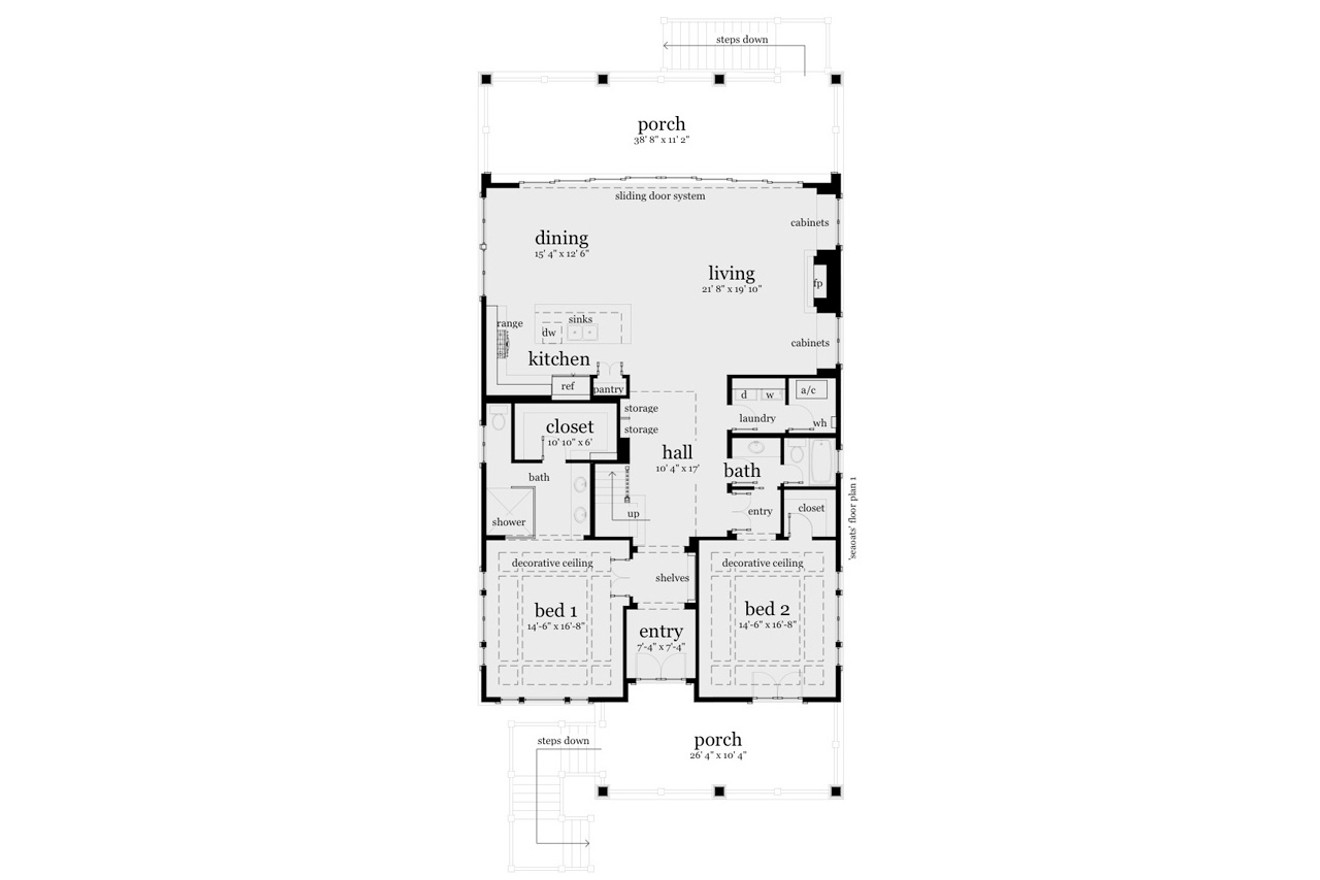 Cape Cod House Plan - Sea Oats 41459 - 1st Floor Plan