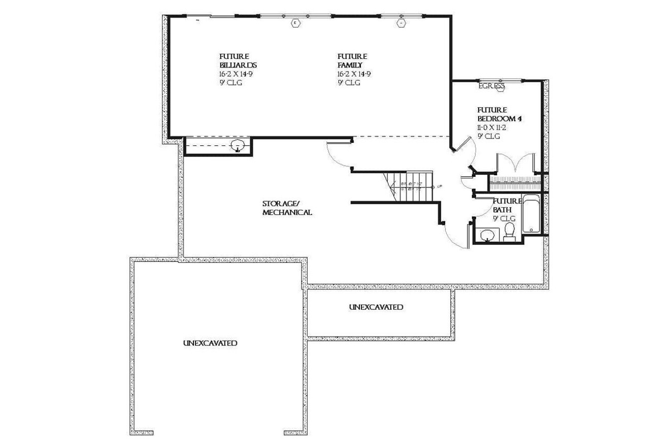 Secondary Image - Traditional House Plan - Juniper 41492 - Basement Floor Plan