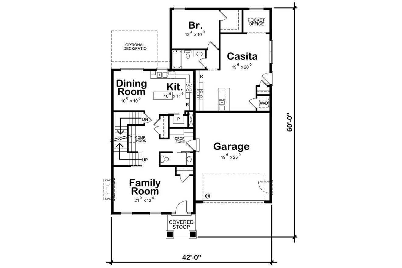 Traditional House Plan - Westerly Cottage 41646 - 1st Floor Plan