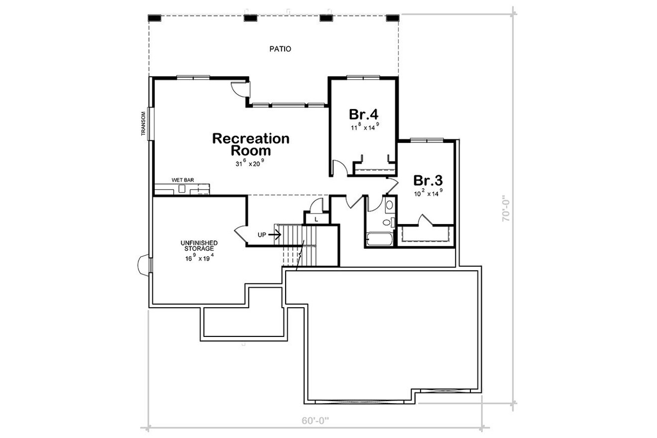 Secondary Image - Craftsman House Plan - Zirkel Gables 41710 - Basement Floor Plan