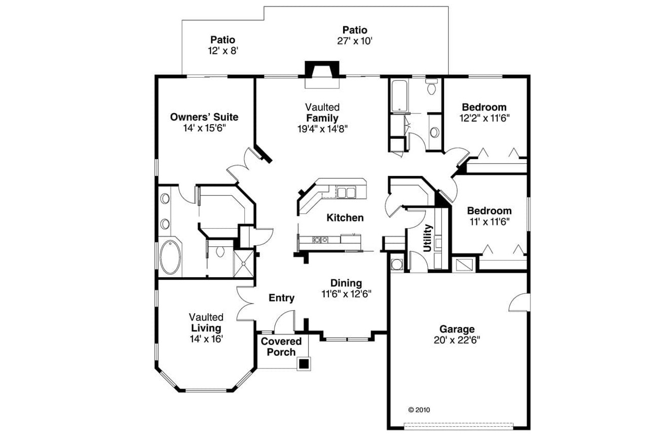 Ranch House Plan - Arvada 41850 - 1st Floor Plan