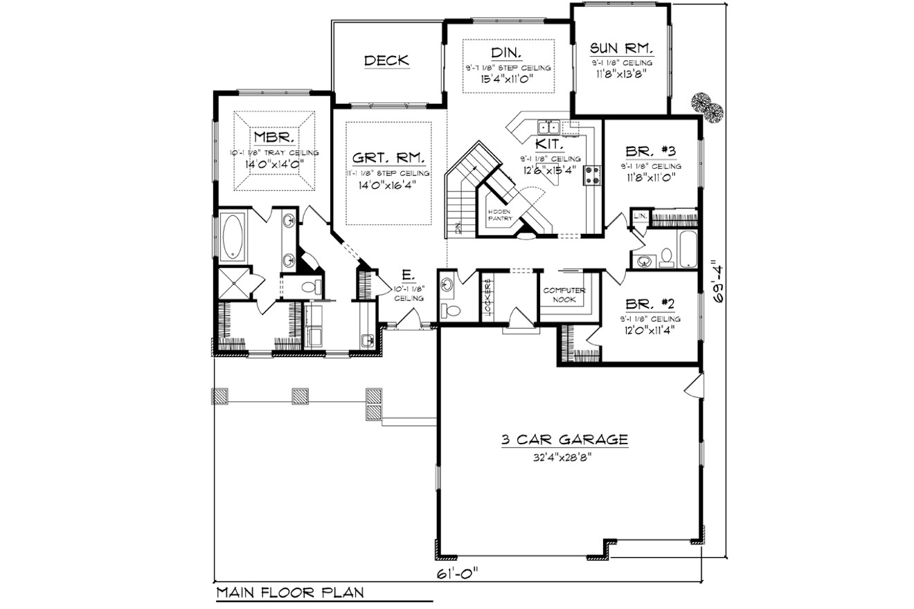 Craftsman House Plan - 41933 - 1st Floor Plan