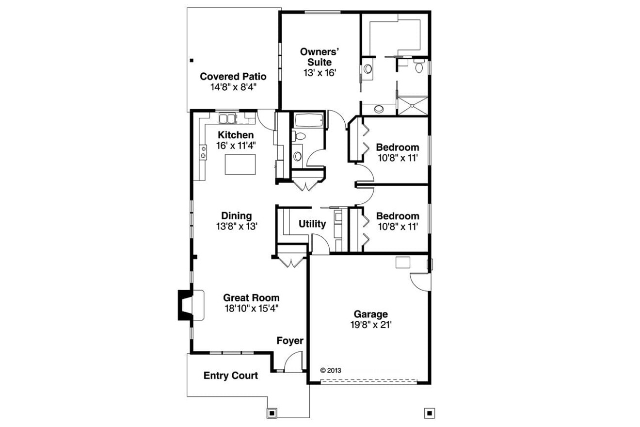 Prairie House Plan - Pine Creek 42006 - 1st Floor Plan