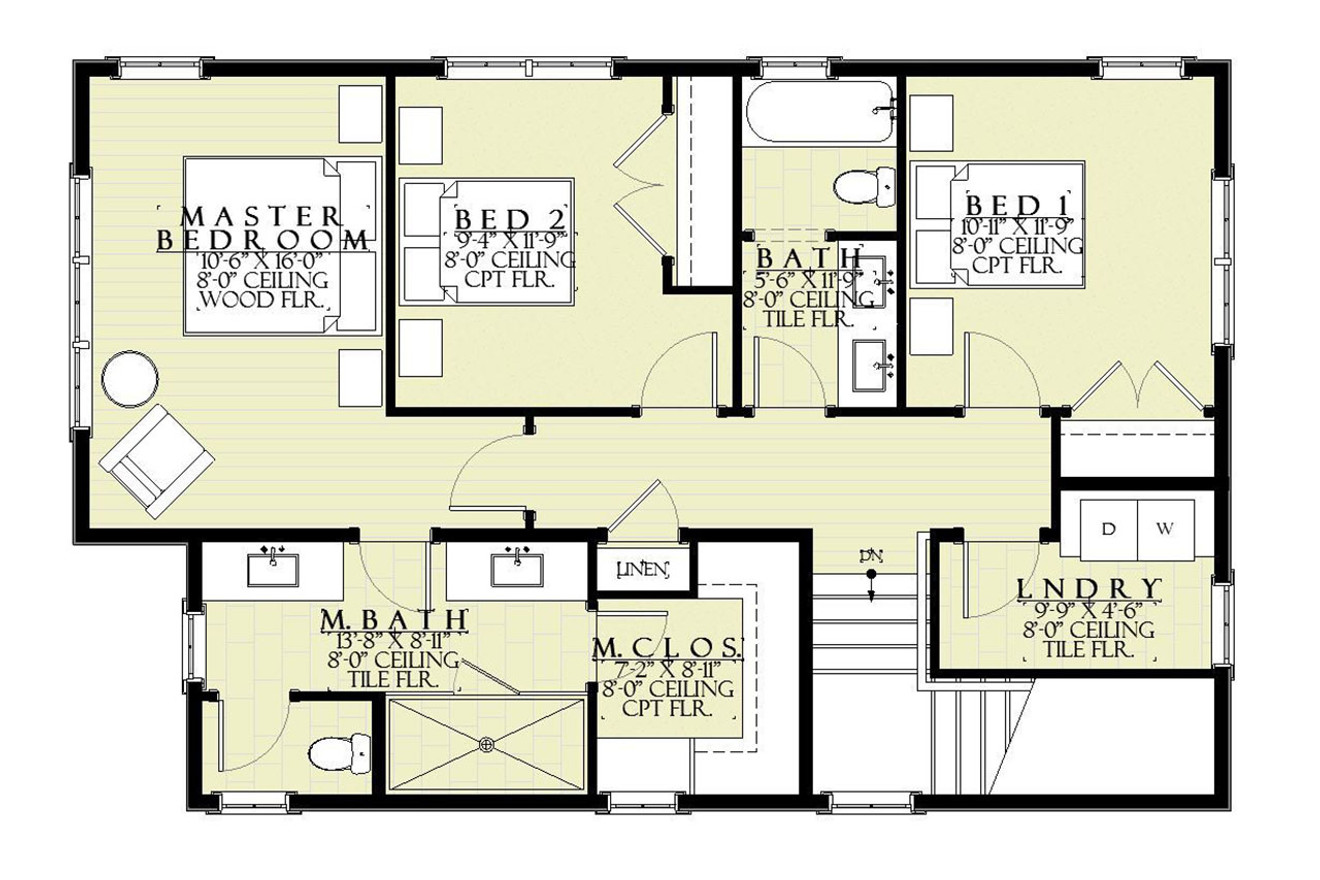 Secondary Image - Cottage House Plan - Greenwood 42166 - 2nd Floor Plan