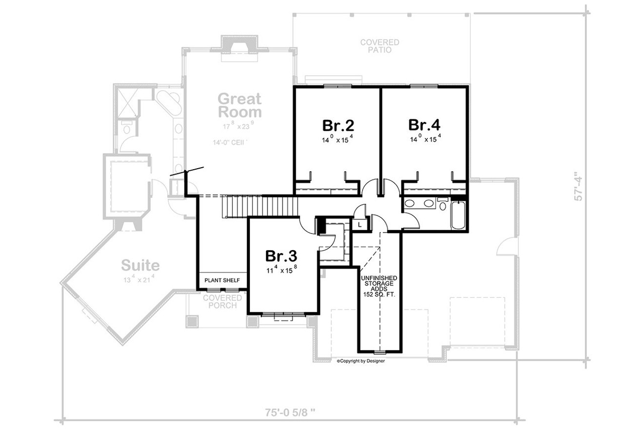 Secondary Image - Craftsman House Plan - Flockhart Pointe 42433 - 2nd Floor Plan
