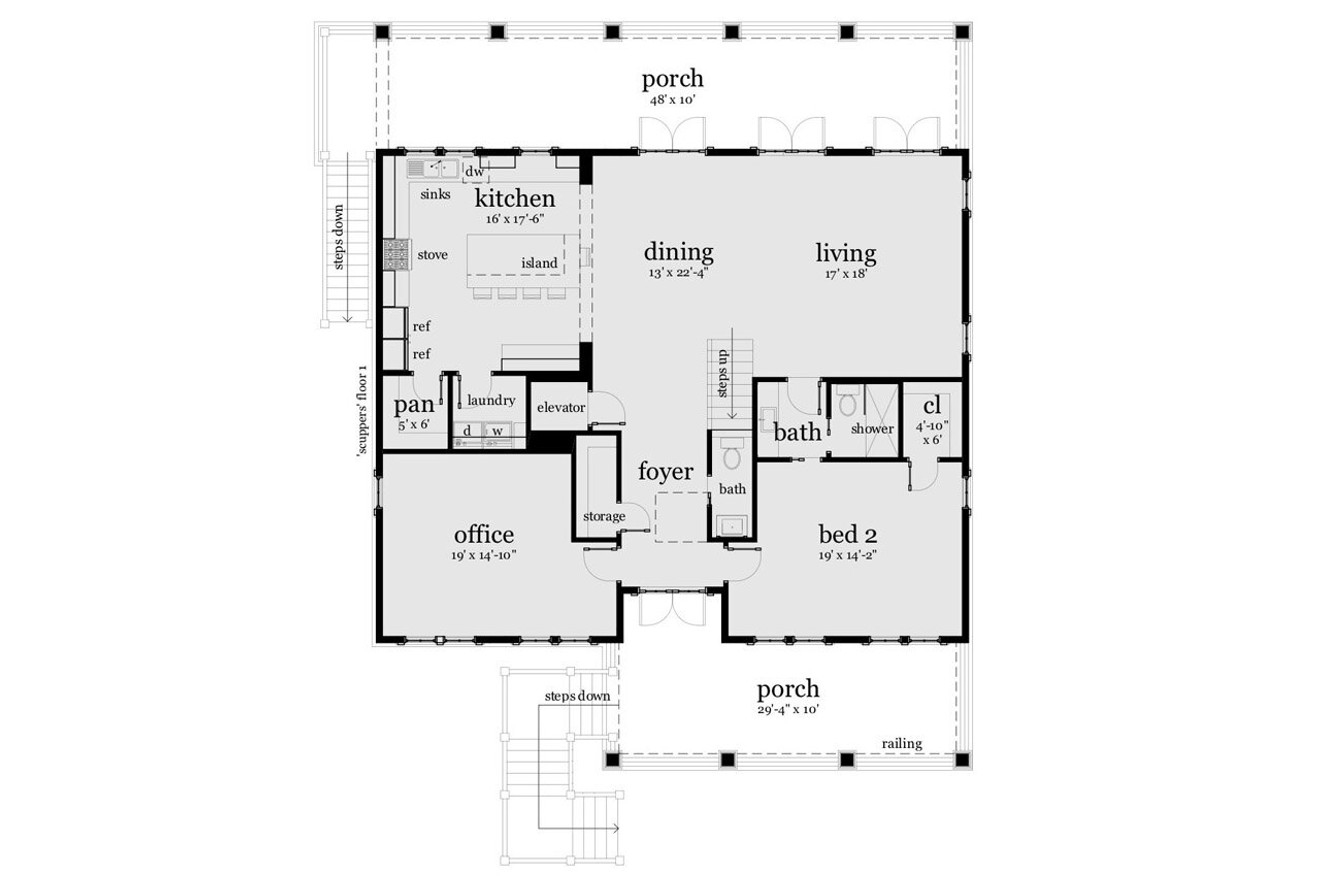 Cape Cod House Plan - Scuppers 42441 - 1st Floor Plan
