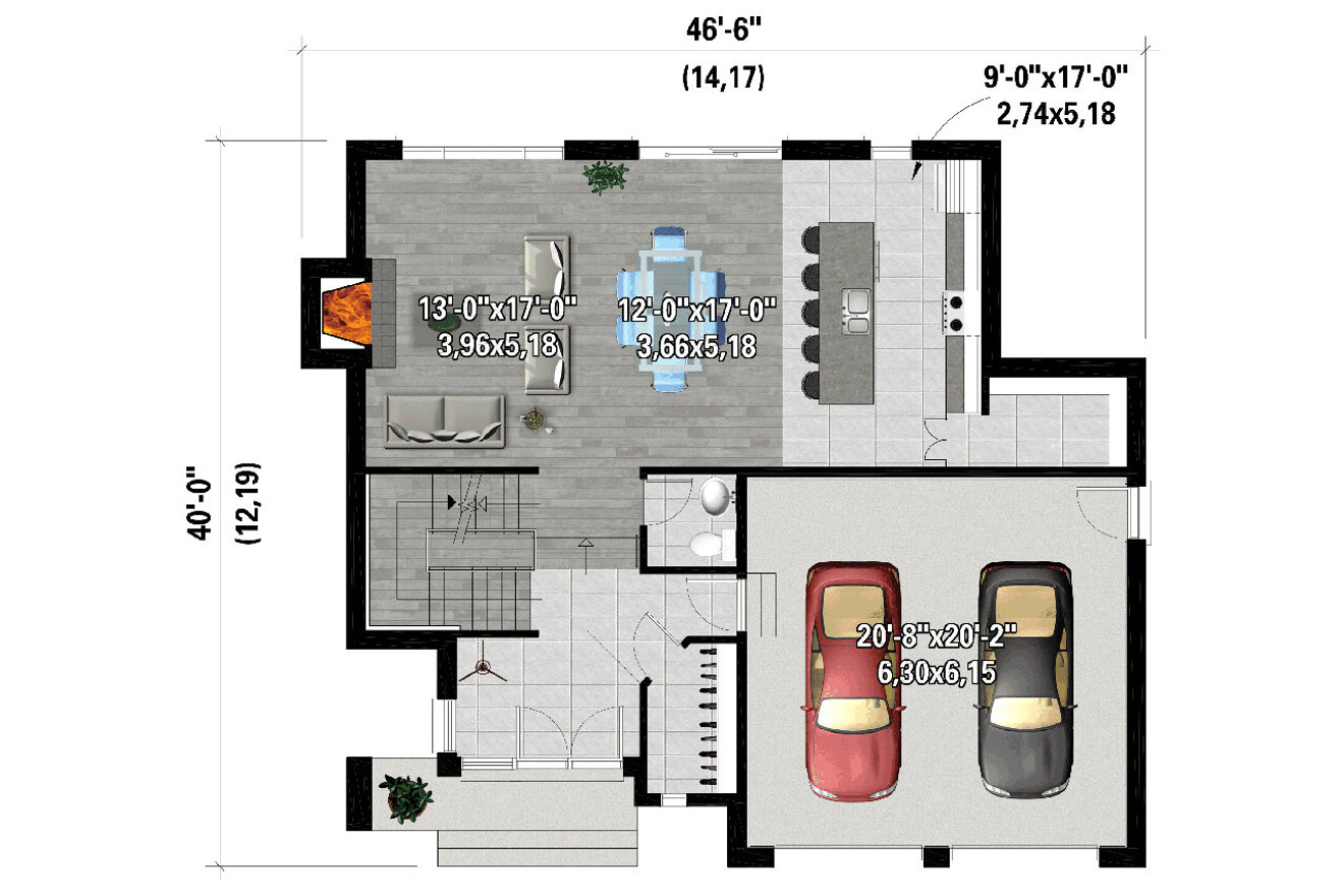 Contemporary House Plan - 42596 - 1st Floor Plan