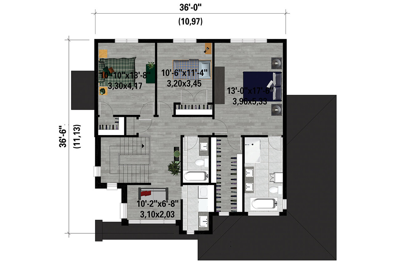 Secondary Image - Contemporary House Plan - 42596 - 2nd Floor Plan