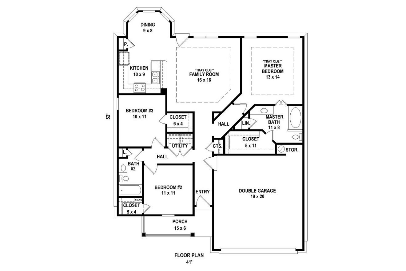Traditional House Plan - 42880 - 1st Floor Plan