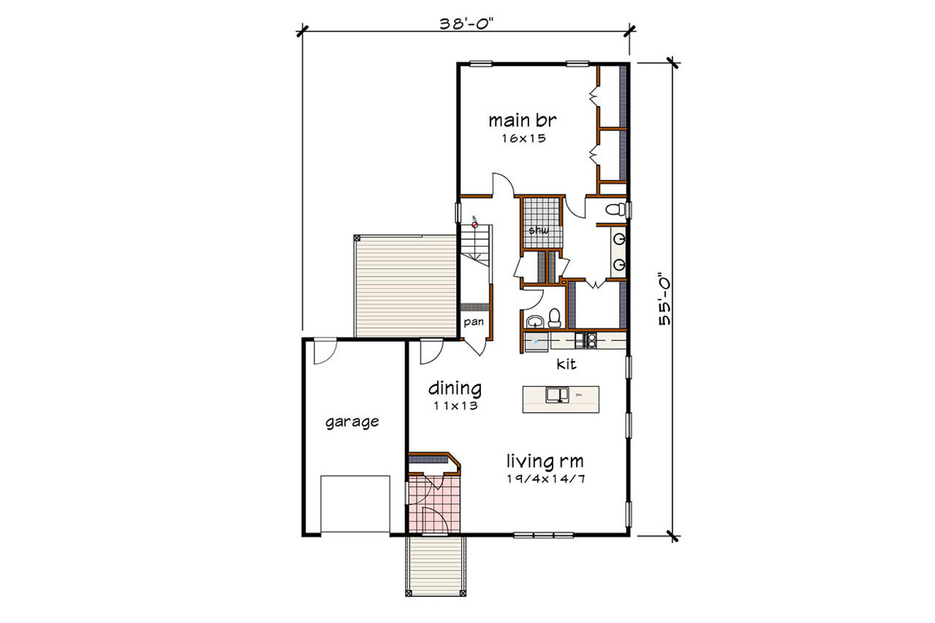 Contemporary House Plan - 42957 - 1st Floor Plan