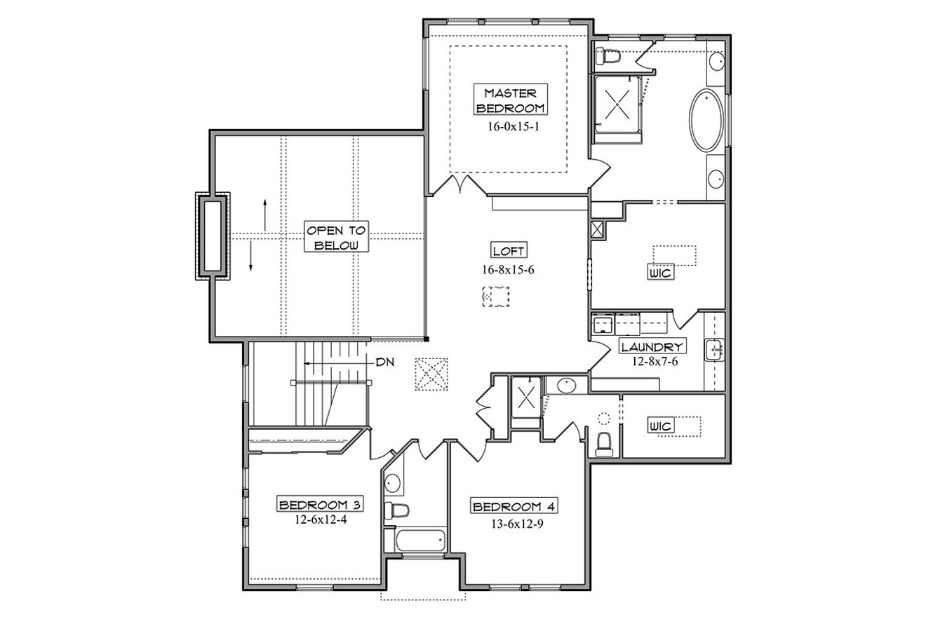 Secondary Image - Craftsman House Plan - Gartrel Road 43068 - 2nd Floor Plan
