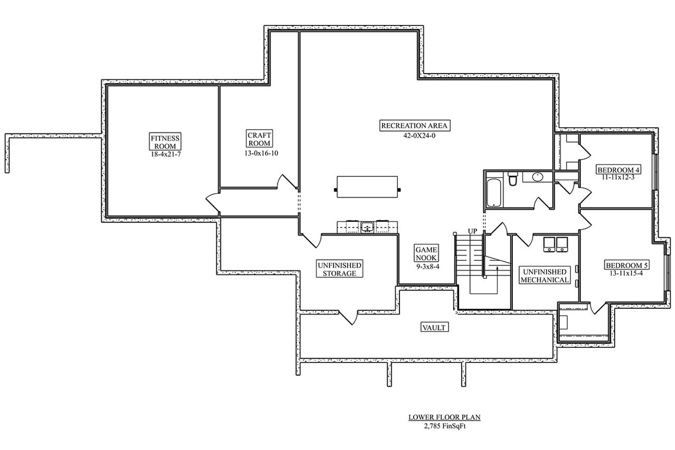 Craftsman House Plan - Travis Creek 43611 - Basement Floor Plan