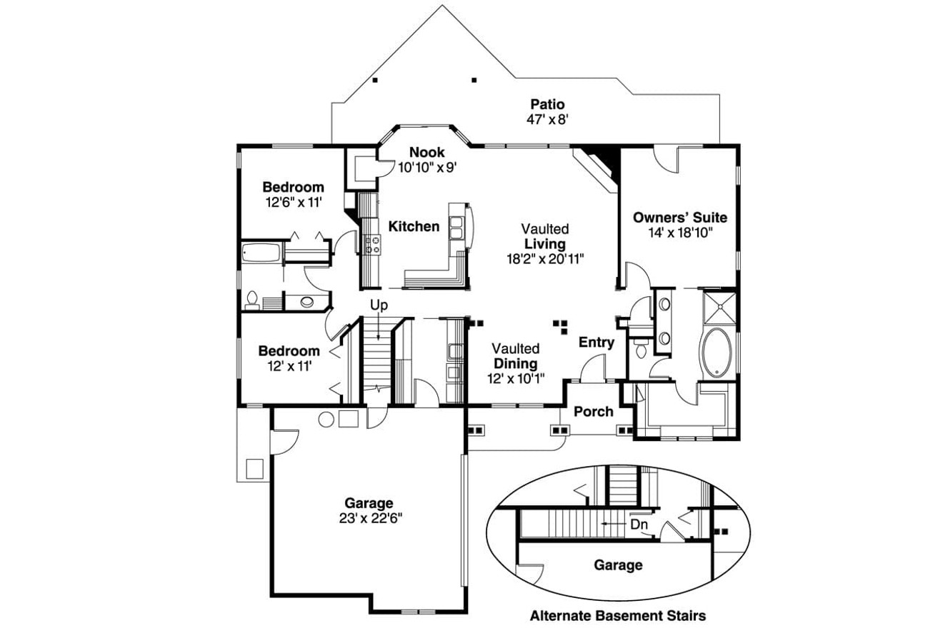 Craftsman House Plan - Heartfield 43738 - 1st Floor Plan