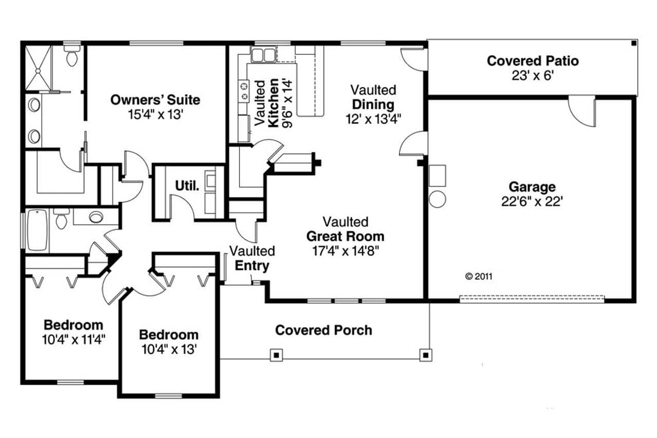 Craftsman House Plan - Stanford 44000 - 1st Floor Plan