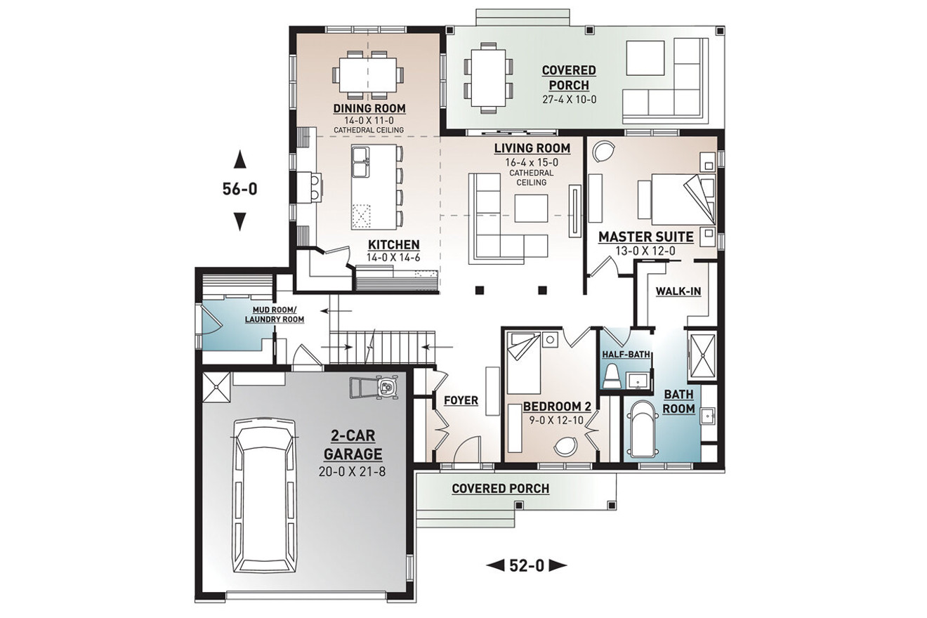 Country House Plan - Jennifer 44251 - 1st Floor Plan