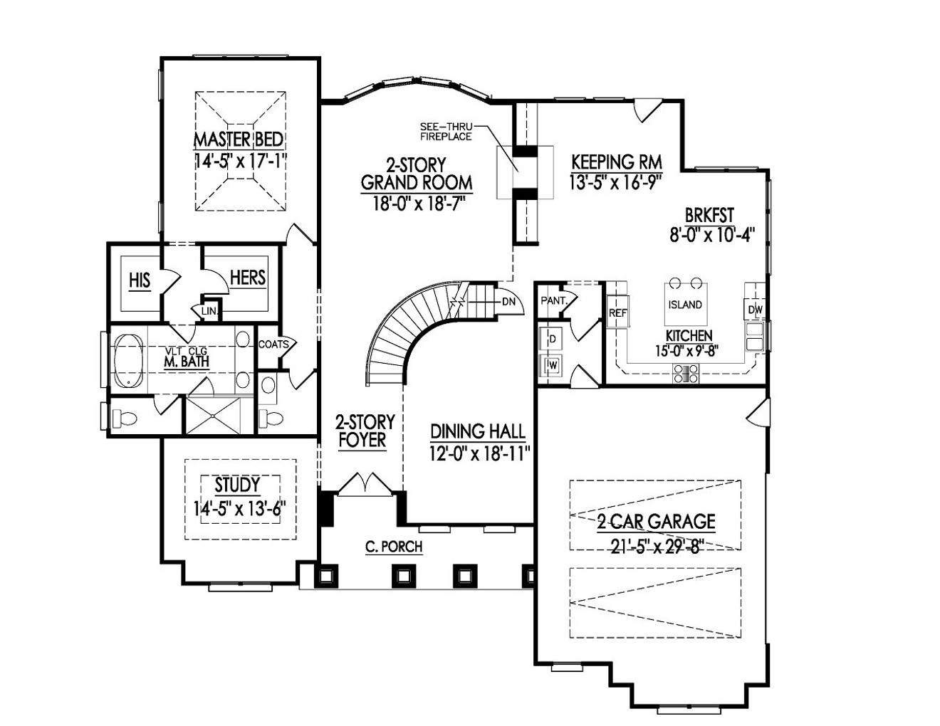 Craftsman House Plan - 44520 - 1st Floor Plan
