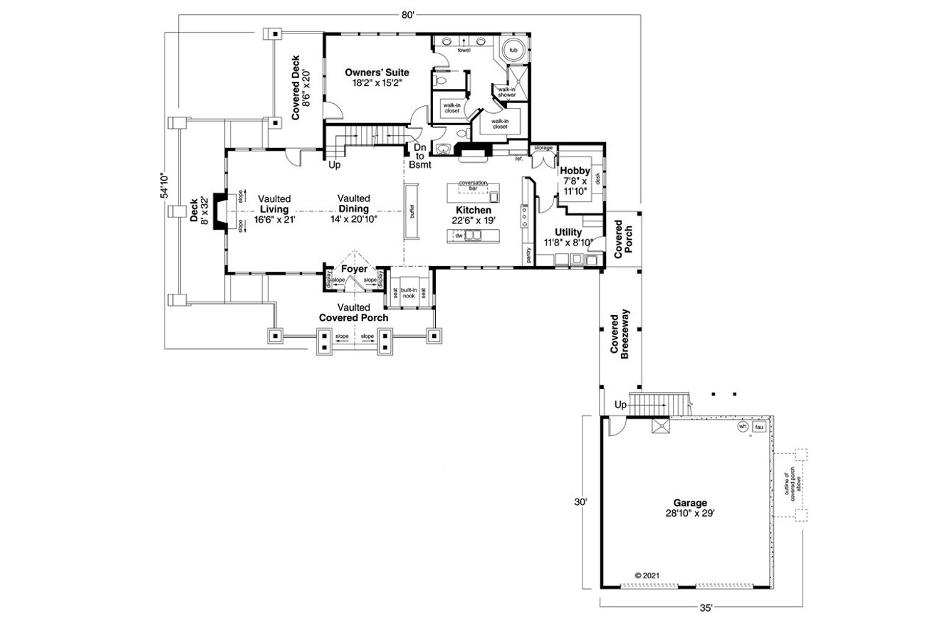 Craftsman House Plan - Meriweather 44643 - 1st Floor Plan