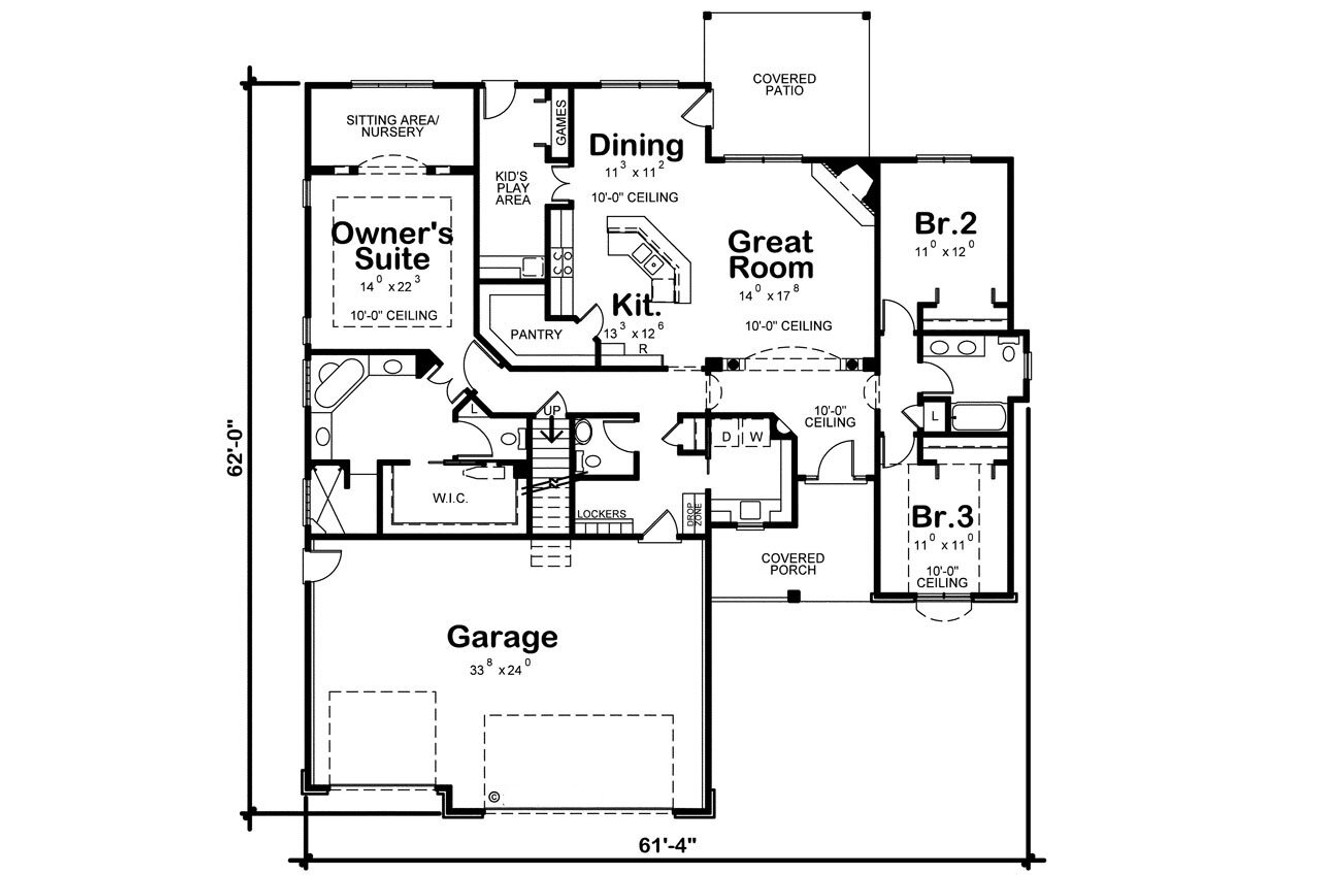 Traditional House Plan - Gonzales 44851 - 1st Floor Plan