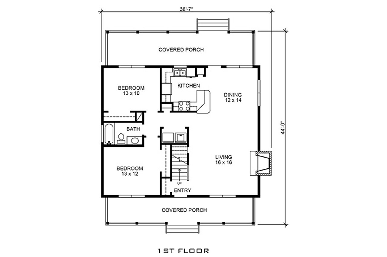 Country House Plan - Jennings 44861 - 1st Floor Plan