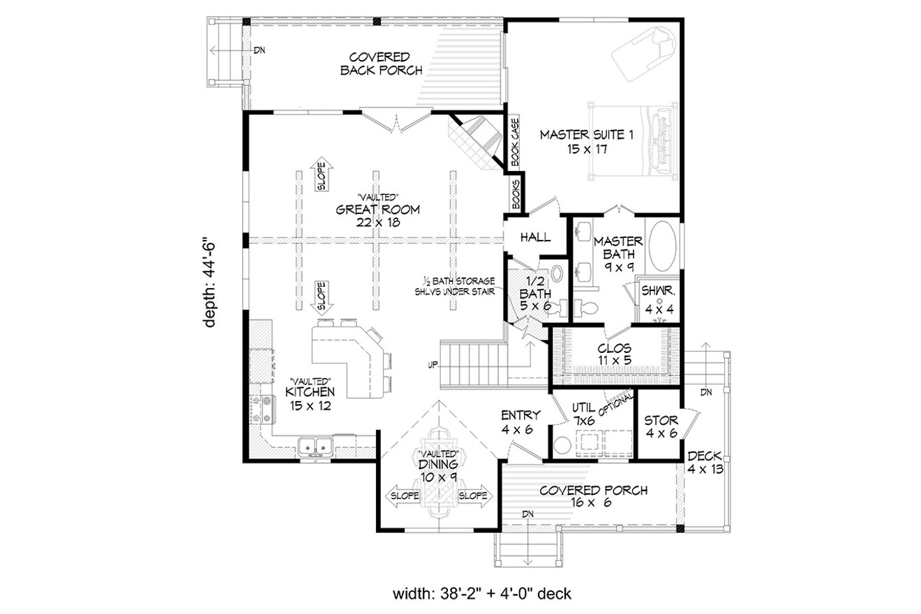 Craftsman House Plan - Southern Road 44862 - 1st Floor Plan