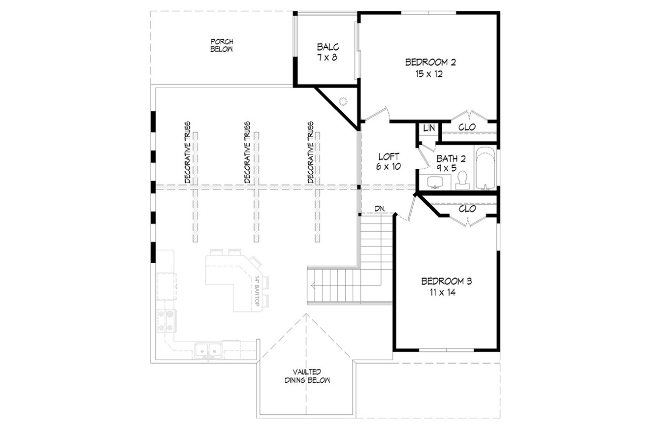 Secondary Image - Craftsman House Plan - Southern Road 44862 - 2nd Floor Plan